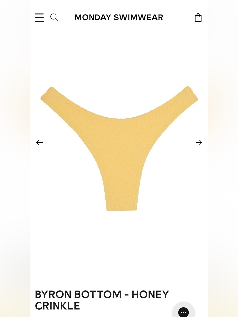 Monday Swimwear Byron Bottom Honey Crinkle Small